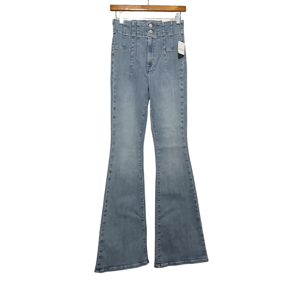 Free People We The Free Jayde High Rise Flare Leg Jeans Light Wash Blue 27 NEW‎ - Picture 3 of 13